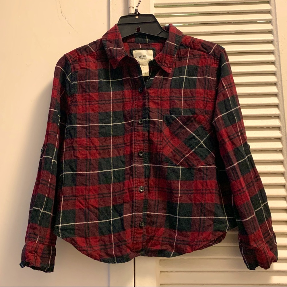 Plaid Flannel Crop Shirt